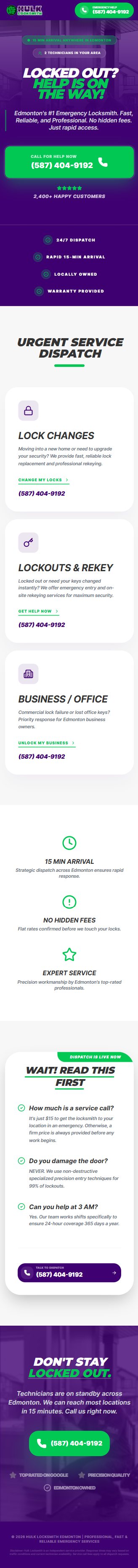 Hulk Locksmith landing page built by Marketify